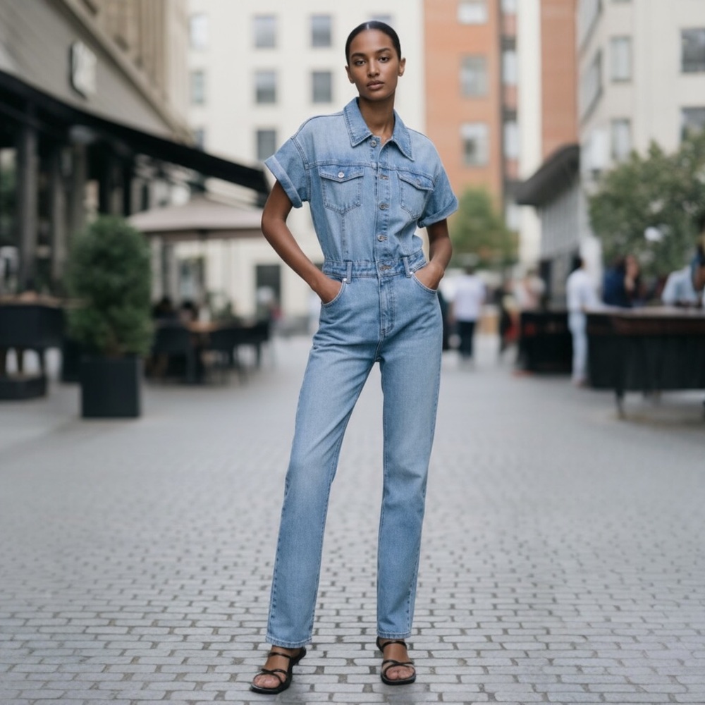 ZARA Denim Jumpsuit 8197/217/400 Blue XS